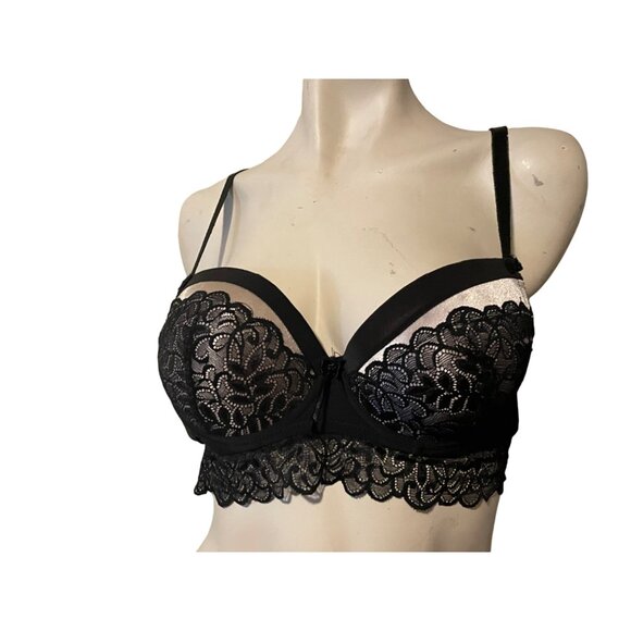 Size 34B Black Lace Padded Bra With Adjustable Straps & Underwire Support - Picture 1 of 7